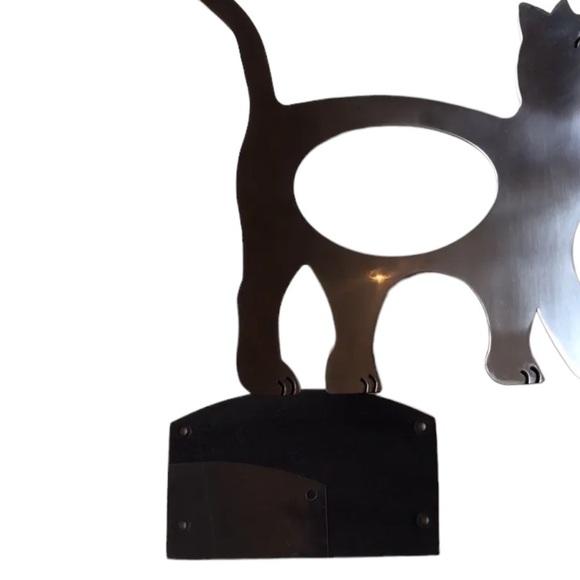 Cat Photo Frame Large Metal Freestanding Curved Large 11” Table Decor Silver 4x6 - Picture 10 of 16